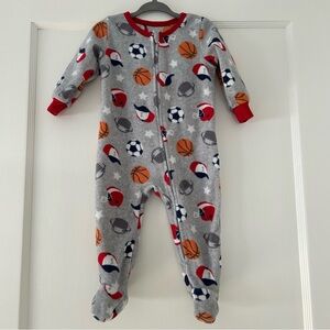 Absorba Fleece Sports Baby One-Piece Footie Pajamas Basketball Soccer Football